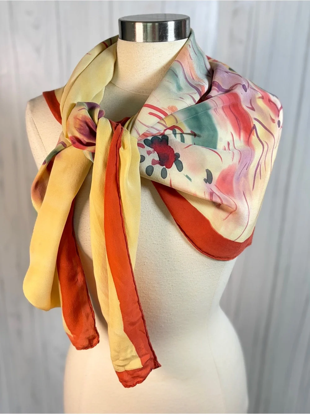 NO LABEL 100% Silk Floral Print Scarf